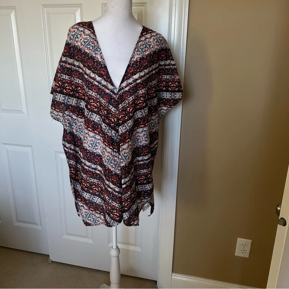 Athleta High Desert multicolored cotton silk blend kimono swim cover-up. Size S.